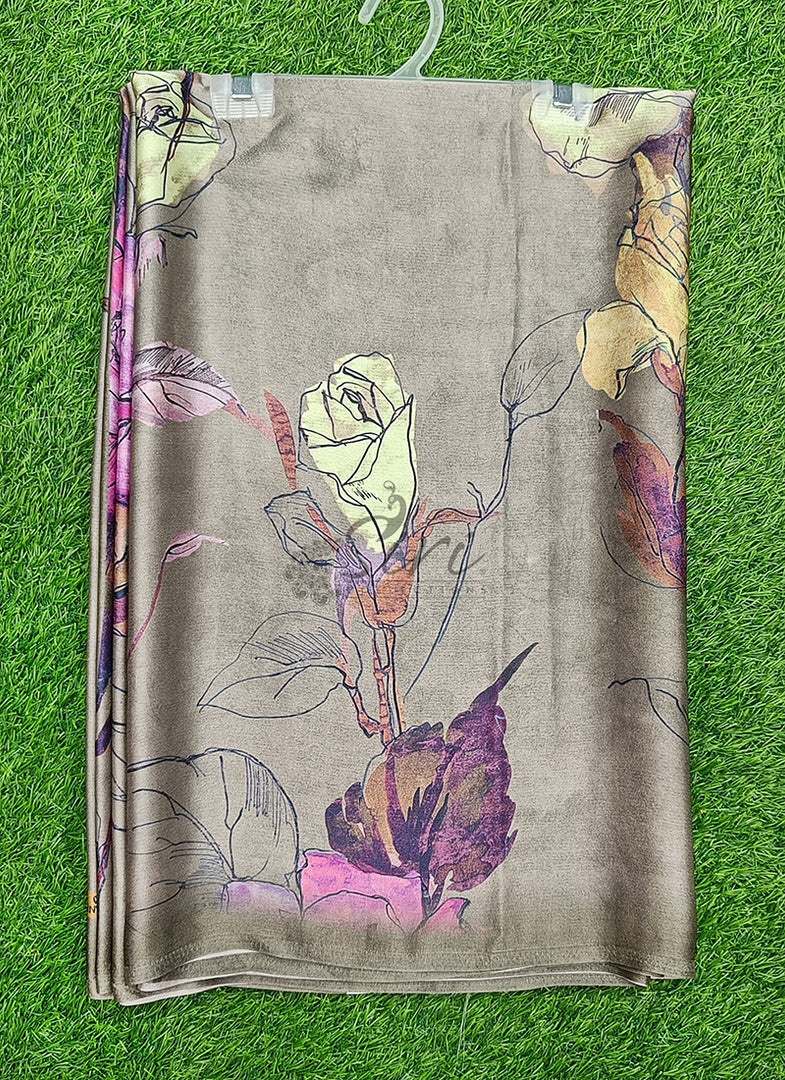 Siri Collections Premium Digital Print Satin Crepe Silk Saree