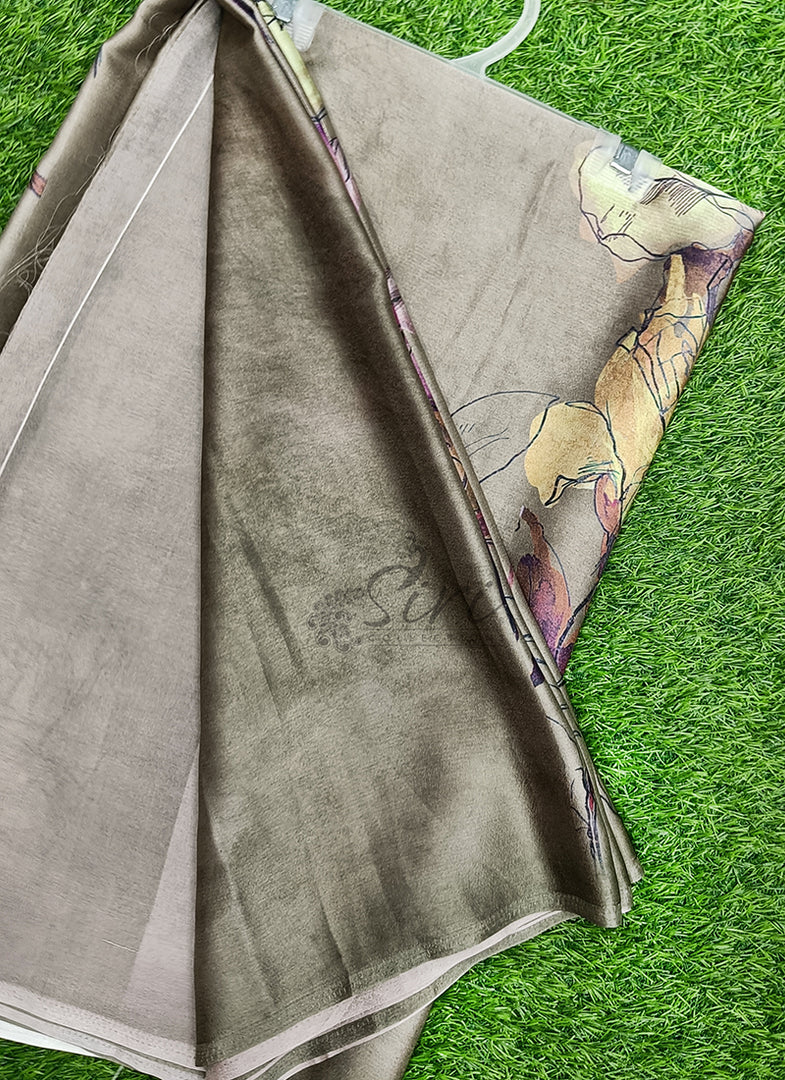 Siri Collections Premium Digital Print Satin Crepe Silk Saree