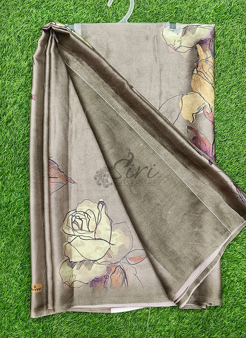 Siri Collections Premium Digital Print Satin Crepe Silk Saree