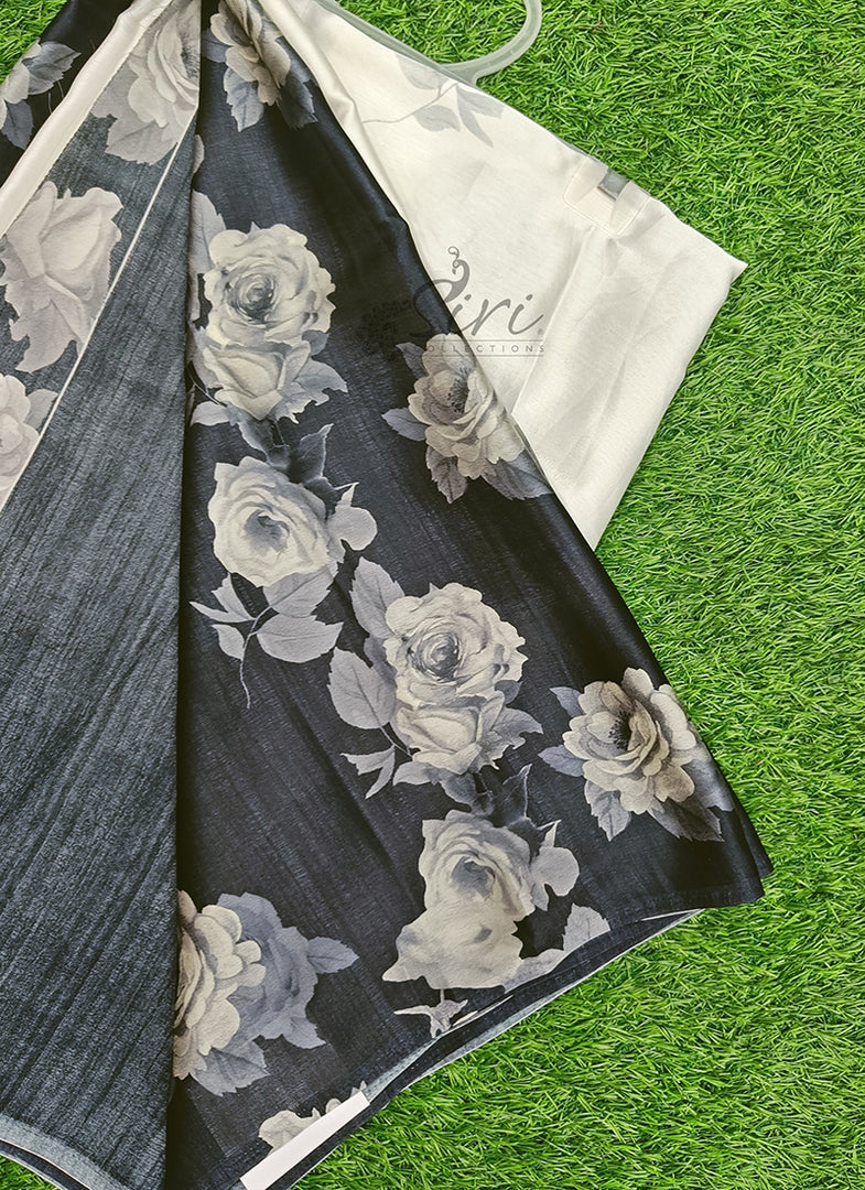 Siri Collections Premium Digital Print Satin Crepe Silk Saree