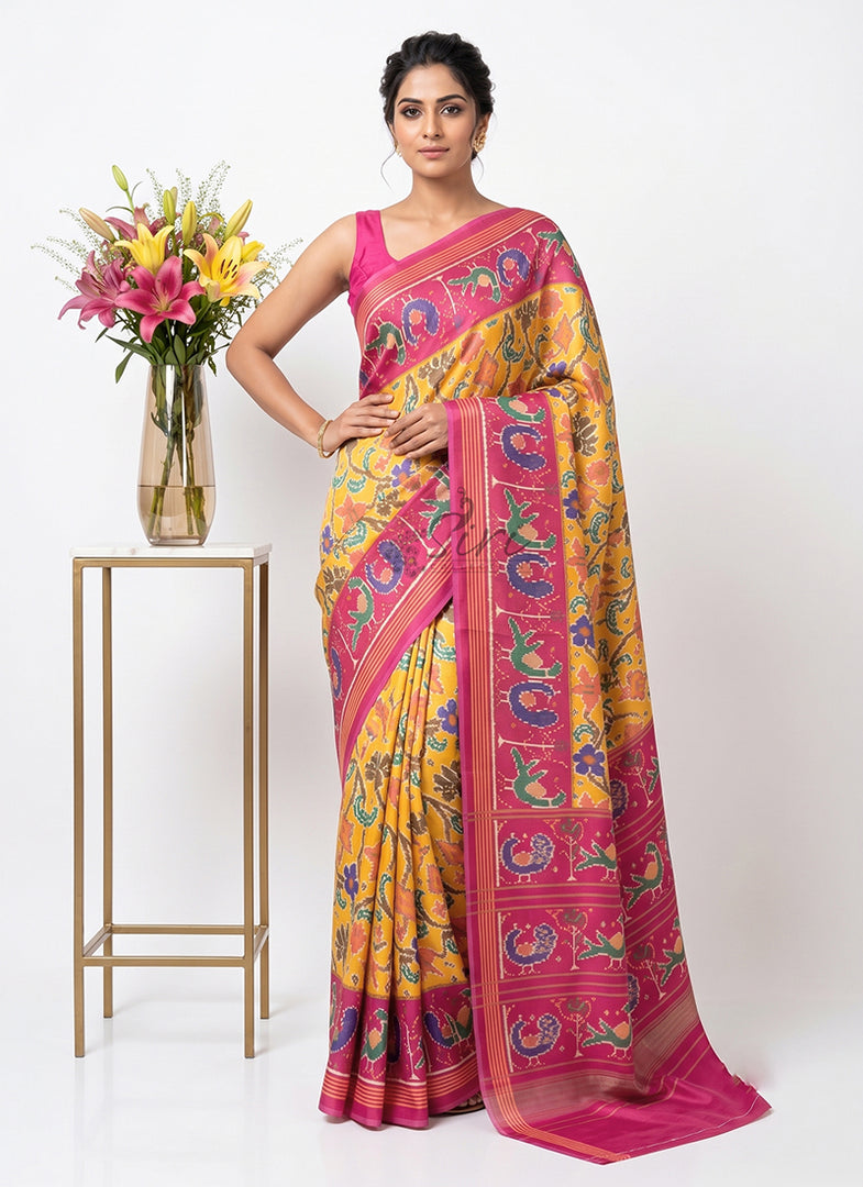 Siri Collections Premium Digital Print Satin Crepe Silk Saree