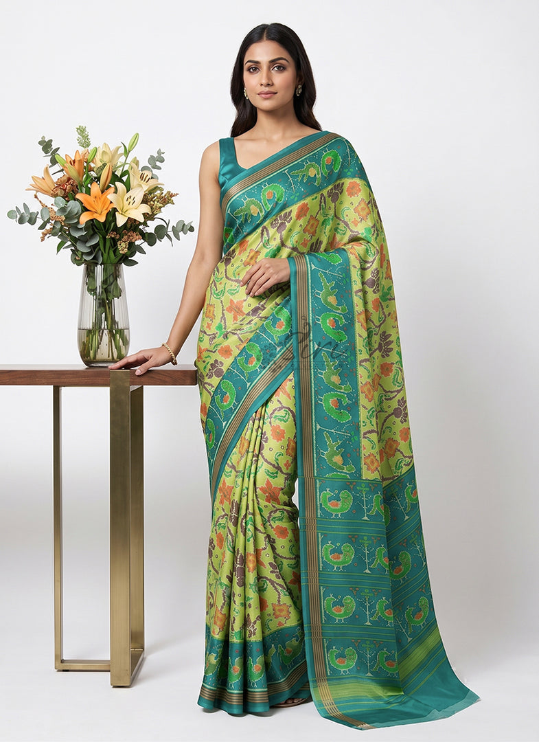 Siri Collections Premium Digital Print Satin Crepe Silk Saree