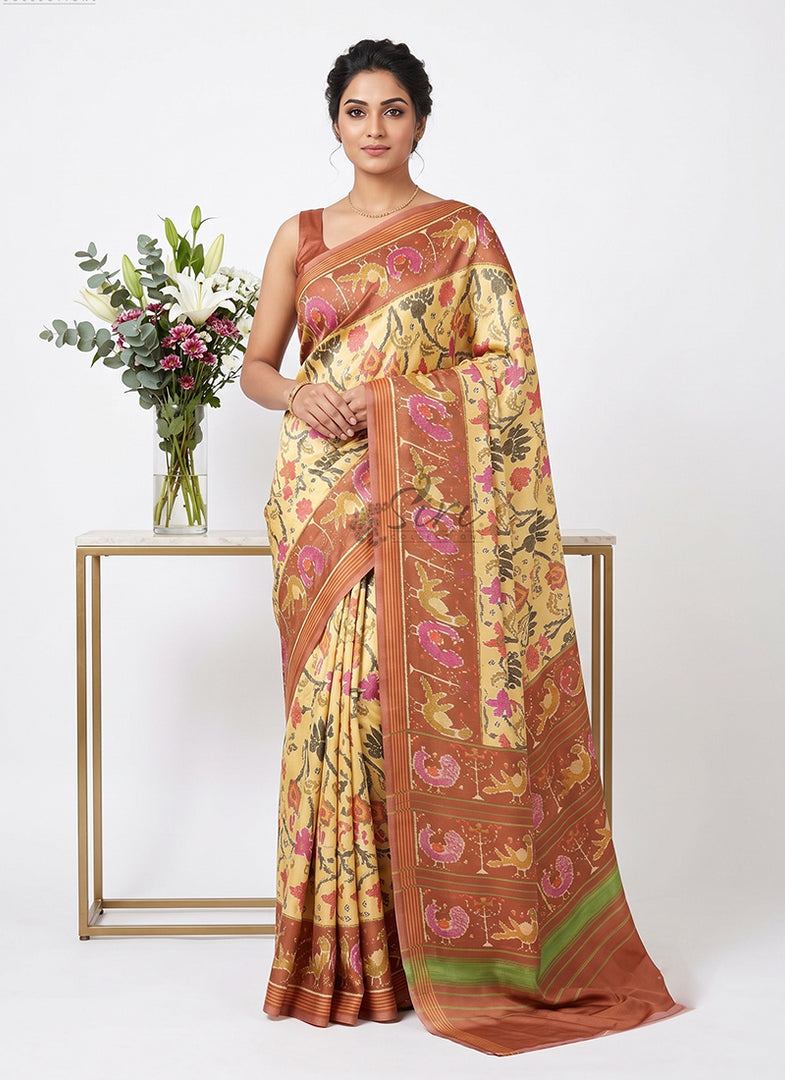 Siri Collections Premium Digital Print Satin Crepe Silk Saree