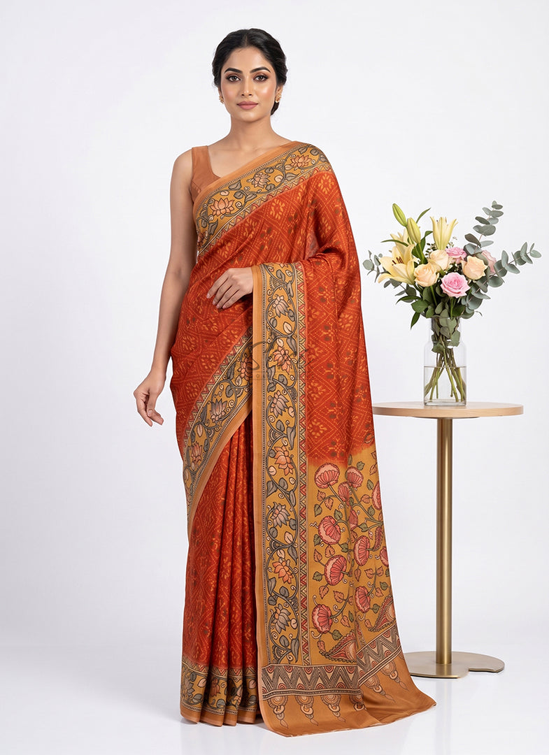 Siri Collections Premium Digital Print Satin Crepe Silk Saree
