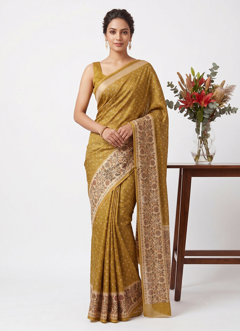 Siri Collections Premium Digital Print Satin Crepe Silk Saree