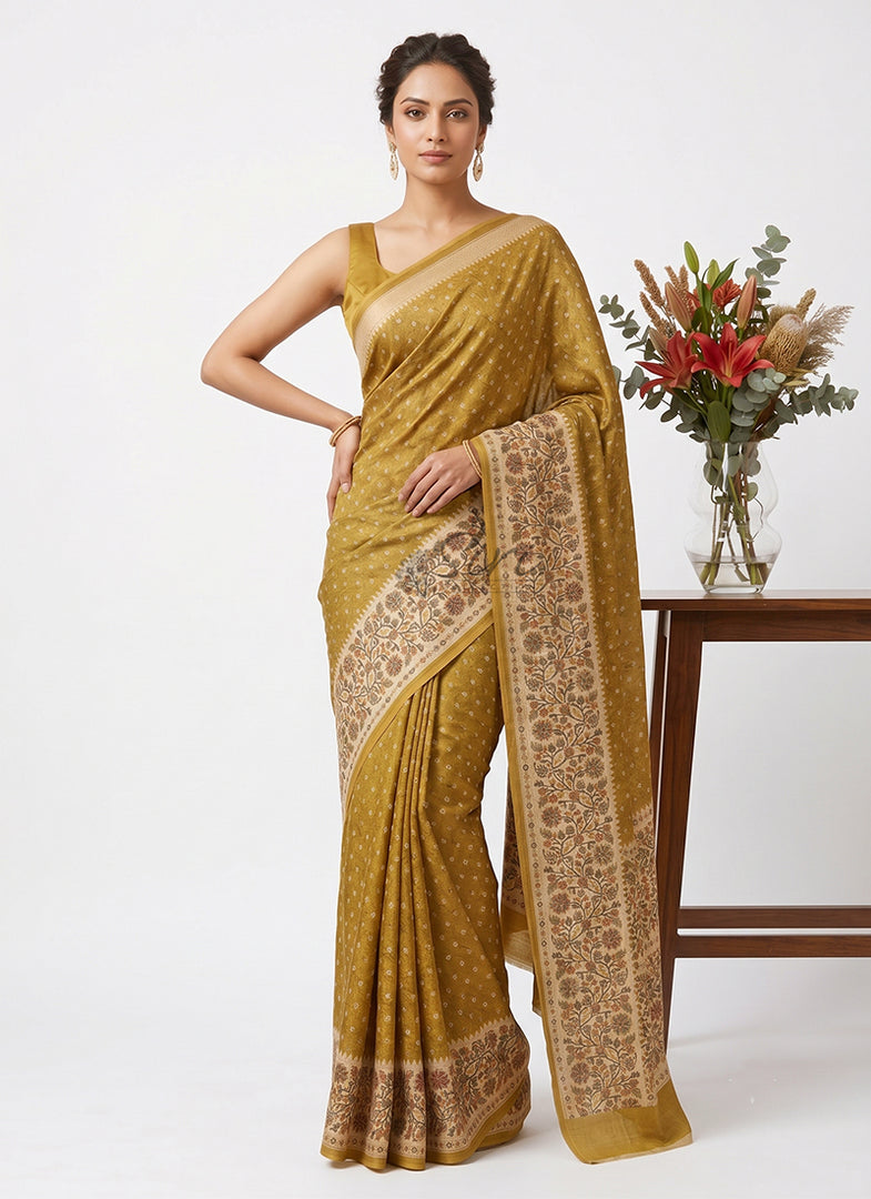 Siri Collections Premium Digital Print Satin Crepe Silk Saree
