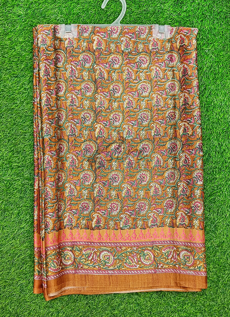 Siri Collections Premium Digital Print Satin Crepe Silk Saree