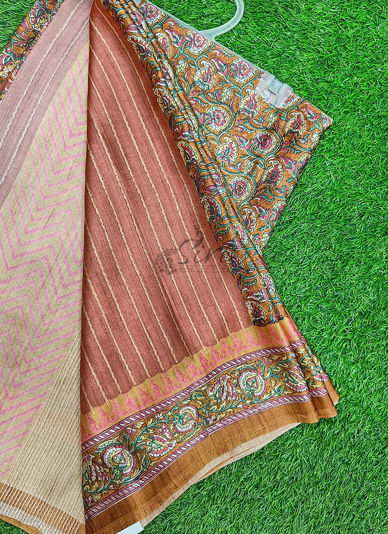 Siri Collections Premium Digital Print Satin Crepe Silk Saree