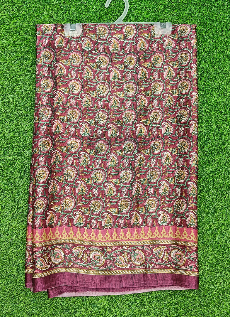 Siri Collections Premium Digital Print Satin Crepe Silk Saree