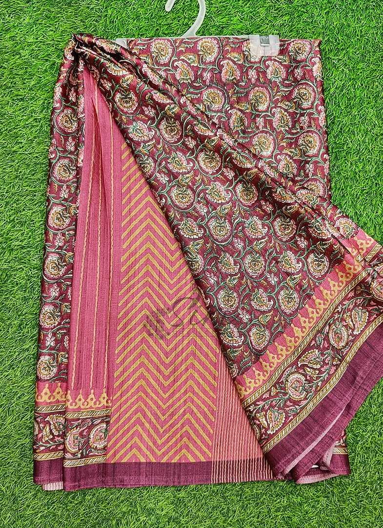Siri Collections Premium Digital Print Satin Crepe Silk Saree