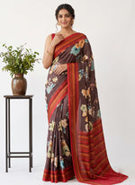 Load image into Gallery viewer, Siri Collections Premium Digital Print Satin Crepe Silk Saree with Blouse