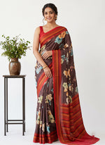 Load image into Gallery viewer, Siri Collections Premium Digital Print Satin Crepe Silk Saree with Blouse