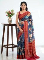 Load image into Gallery viewer, Siri Collections Premium Digital Print Satin Crepe Silk Saree with Blouse