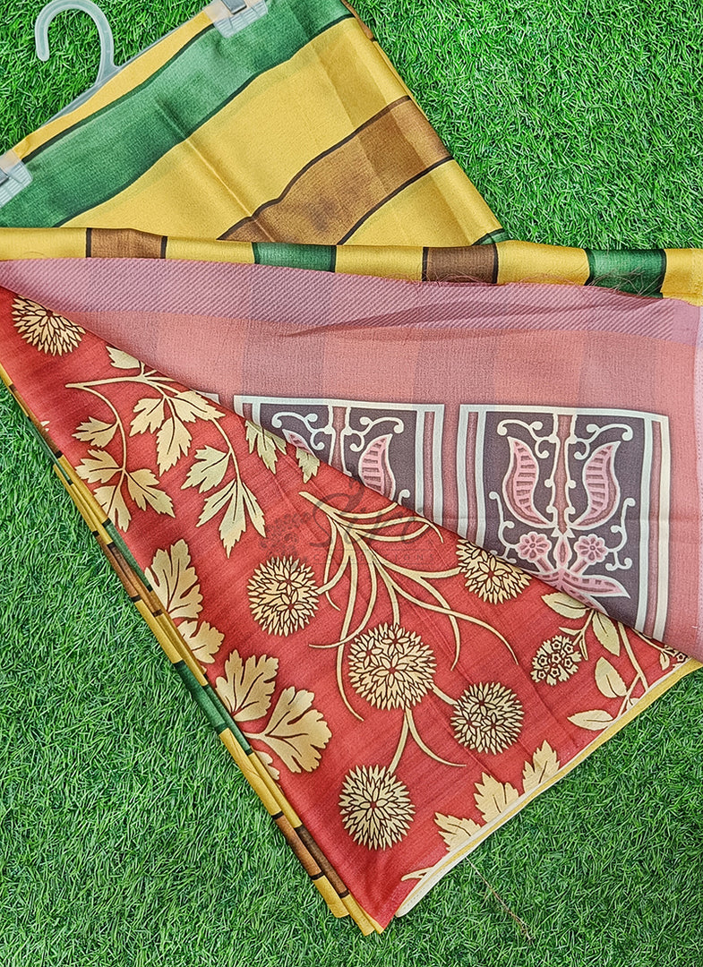 Siri Collections Premium Digital Print Satin Silk Saree