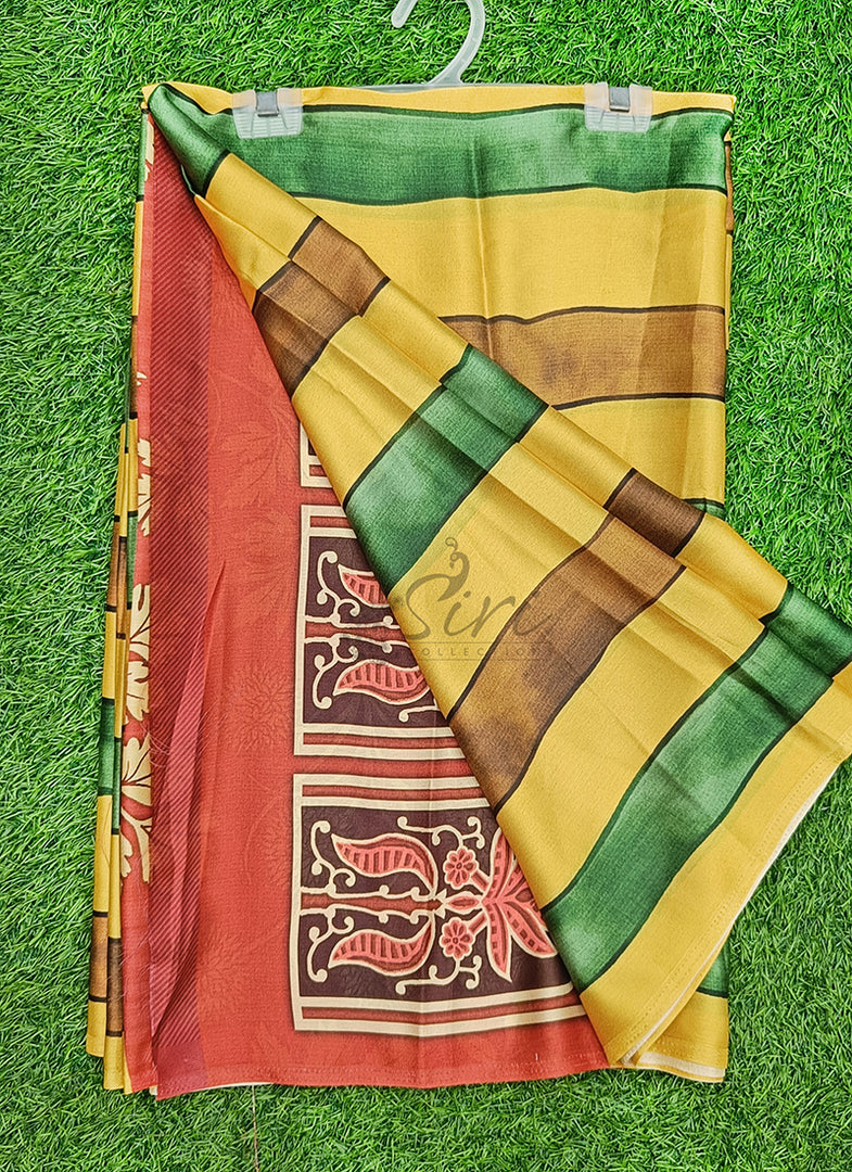 Siri Collections Premium Digital Print Satin Silk Saree