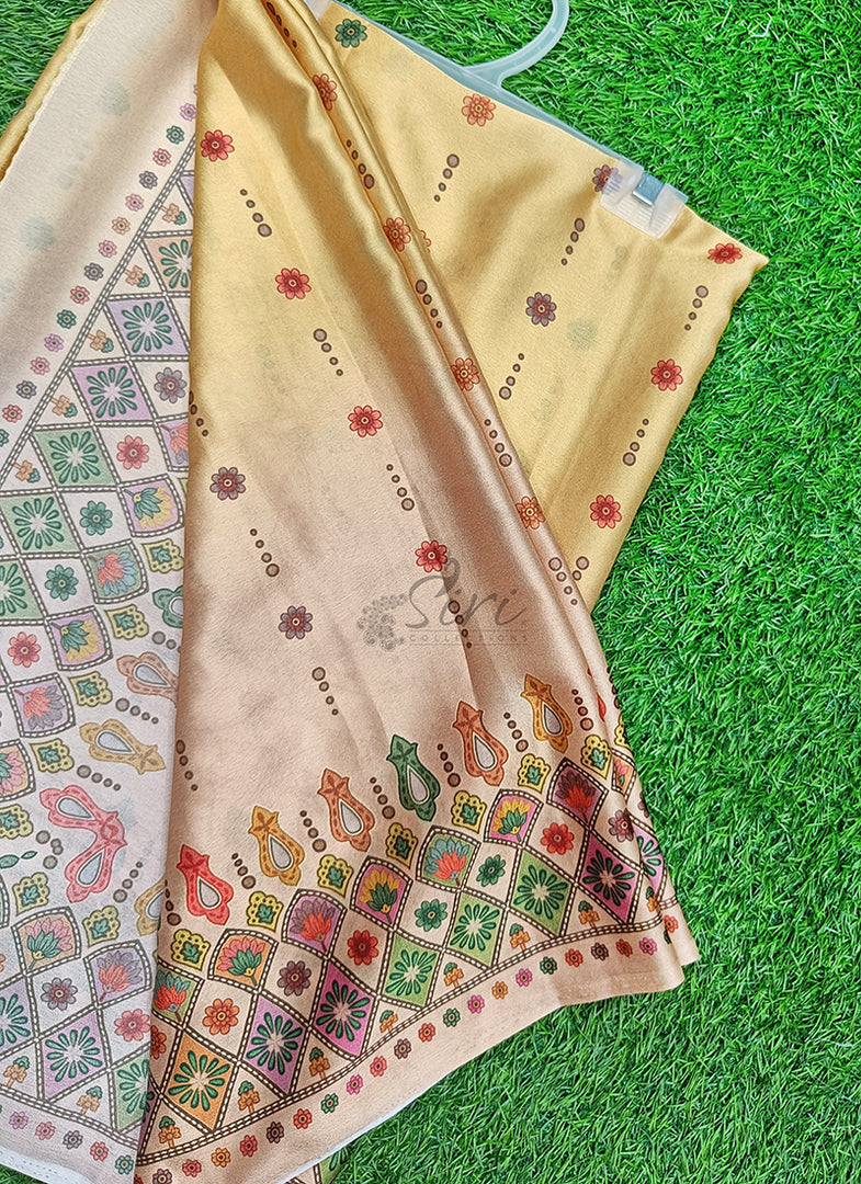 Siri Collections Premium Digital Print Satin Silk Saree