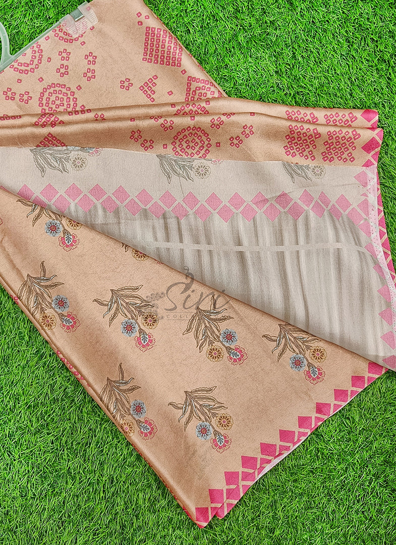 Siri Collections Premium Digital Print Satin Silk Saree