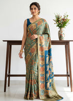 Load image into Gallery viewer, Siri Collections Premium Digital Print Satin Crepe Silk Saree with Blouse