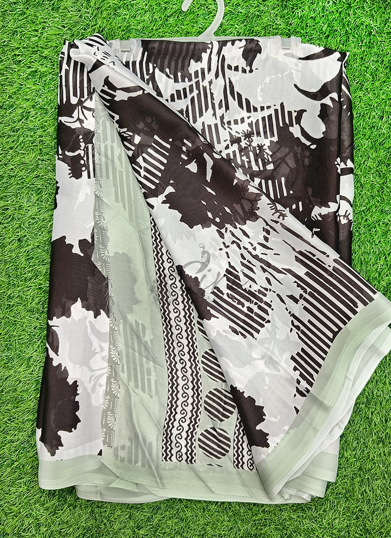 Lovely Digital Print Satin Silk Saree with Blouse