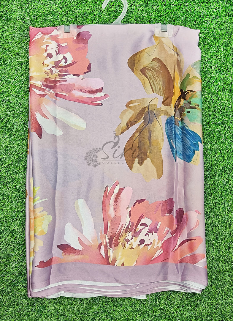 Lovely Digital Print Satin Silk Saree with Blouse