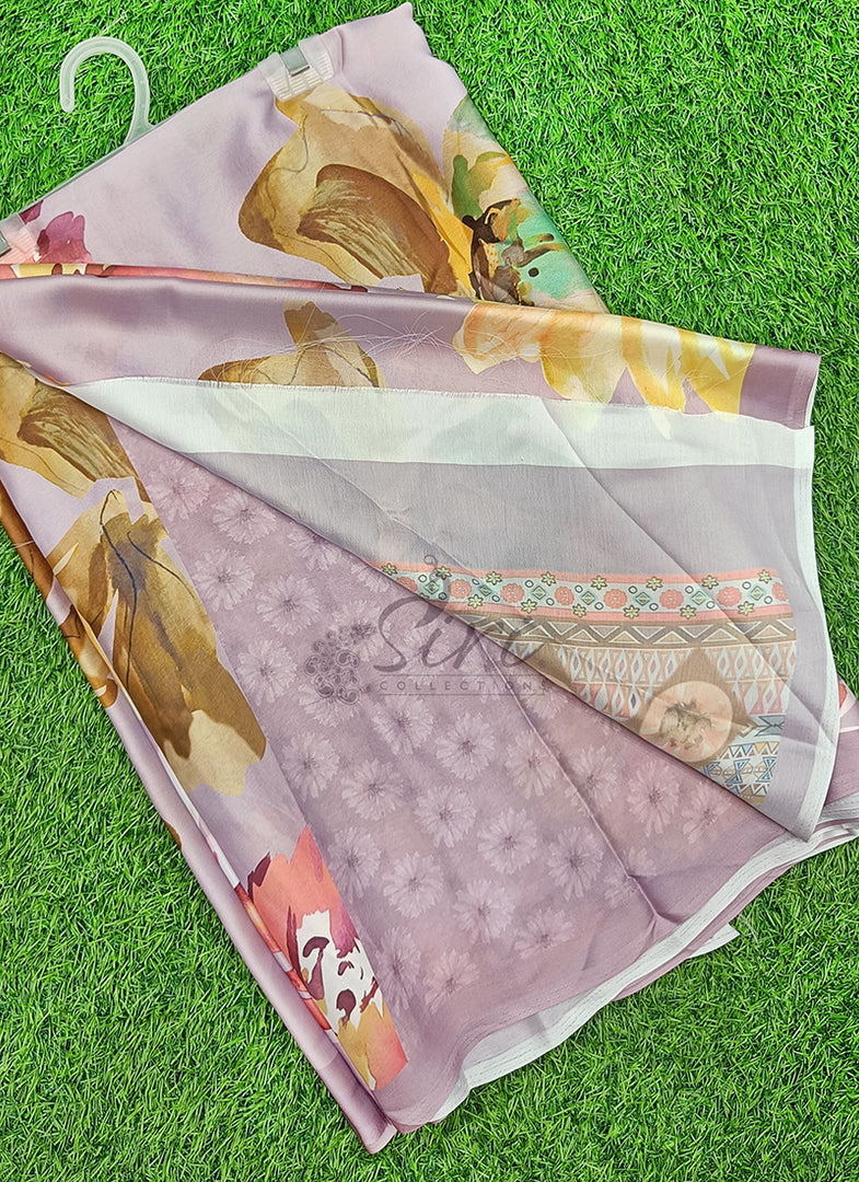 Lovely Digital Print Satin Silk Saree with Blouse