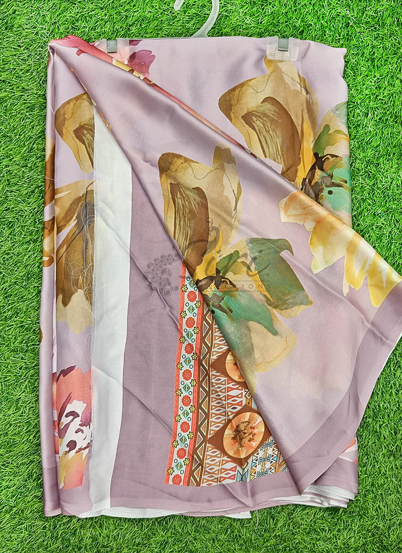 Lovely Digital Print Satin Silk Saree with Blouse