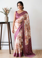 Load image into Gallery viewer, Siri Collections Premium Digital Print Satin Crepe Silk Saree with Blouse