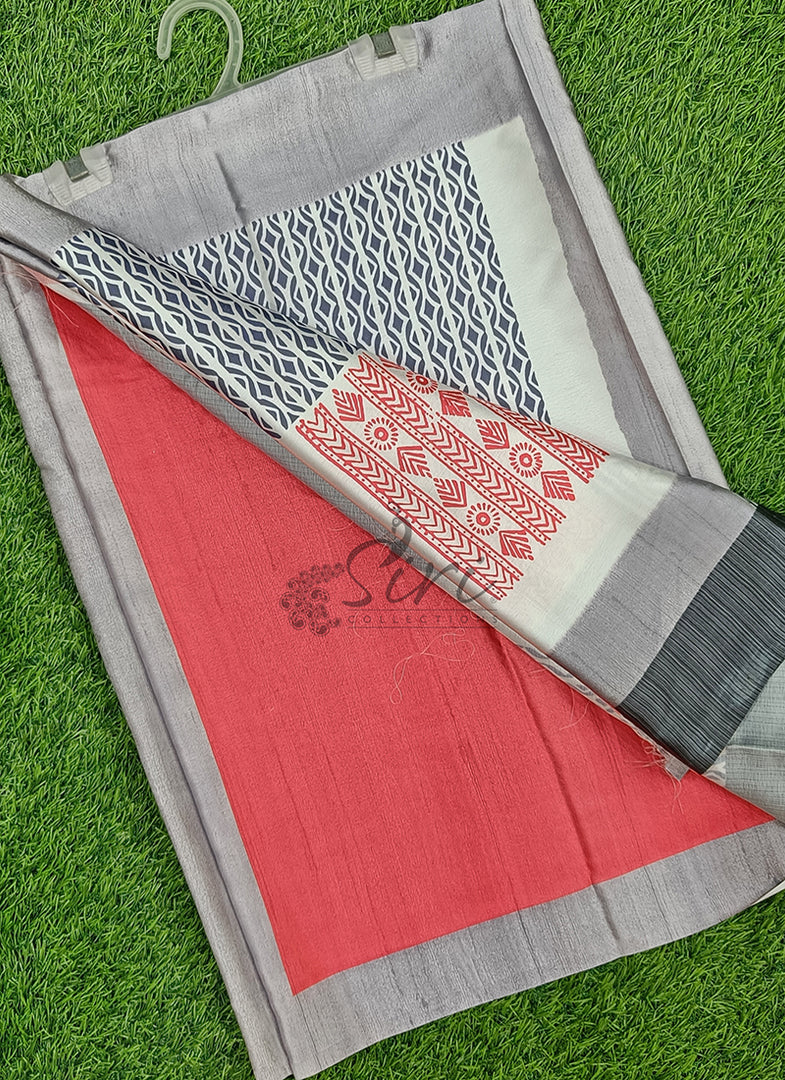 Lovely Digital Print Satin Saree