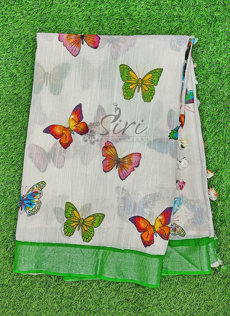 Beautiful Printed Fancy Linen Saree