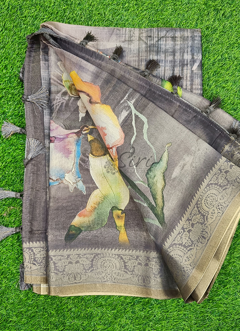 Beautiful Digital Print Soft Fancy Tissue Cotton Saree