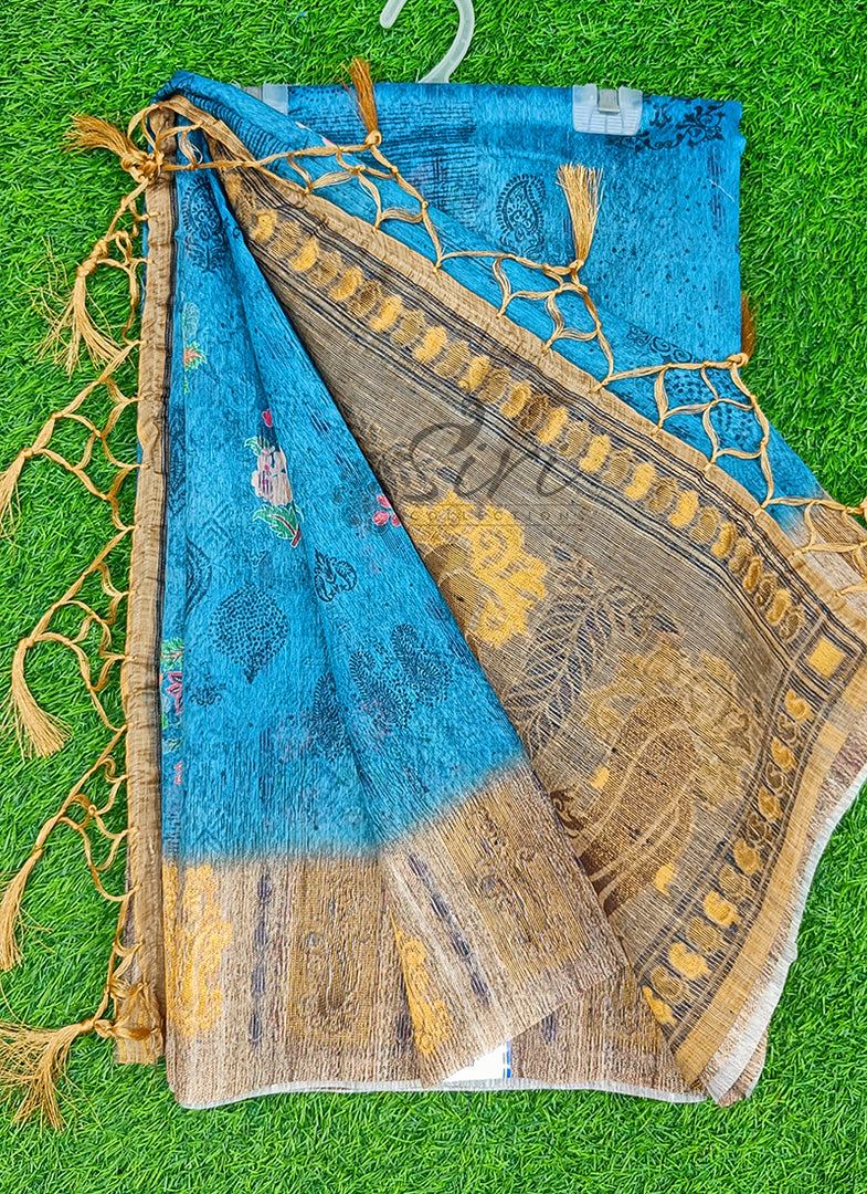 Beautiful Digital Print Semi Tussar Saree