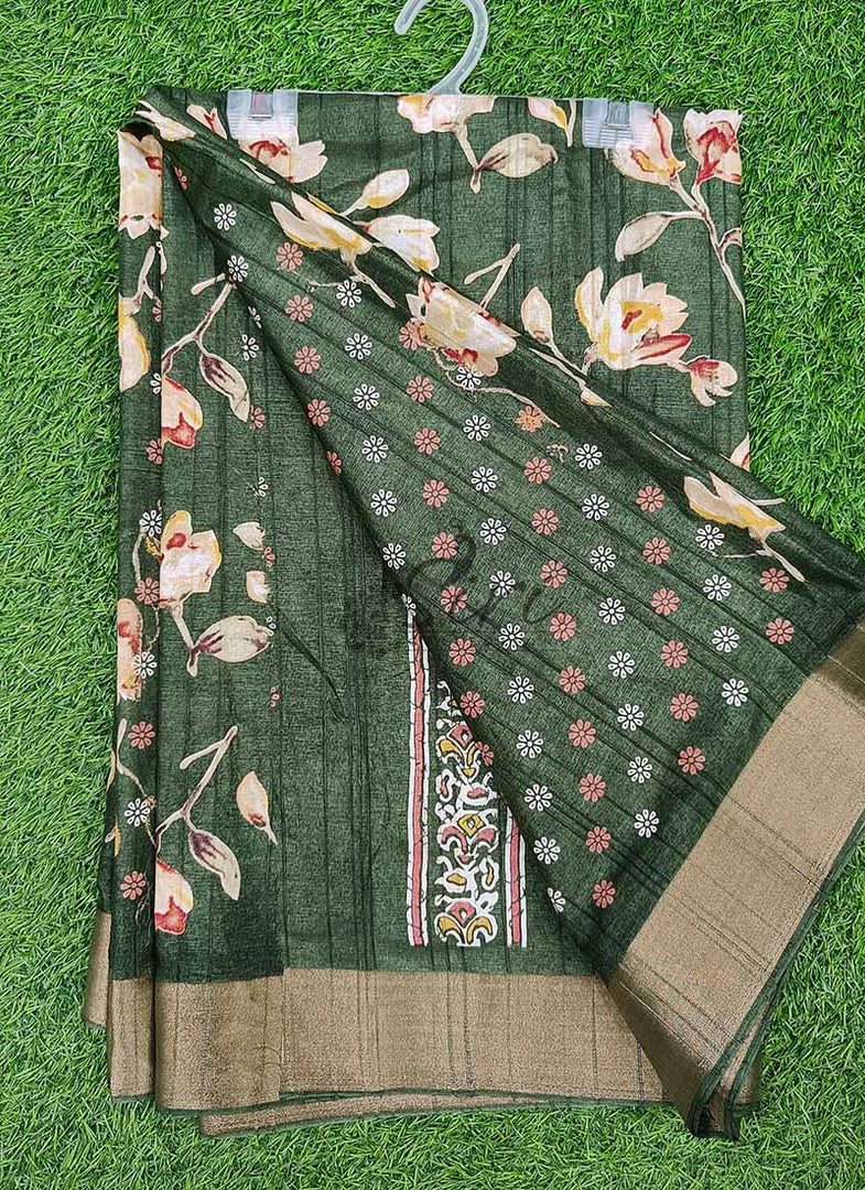 Beautiful Printed Semi Tussar Saree