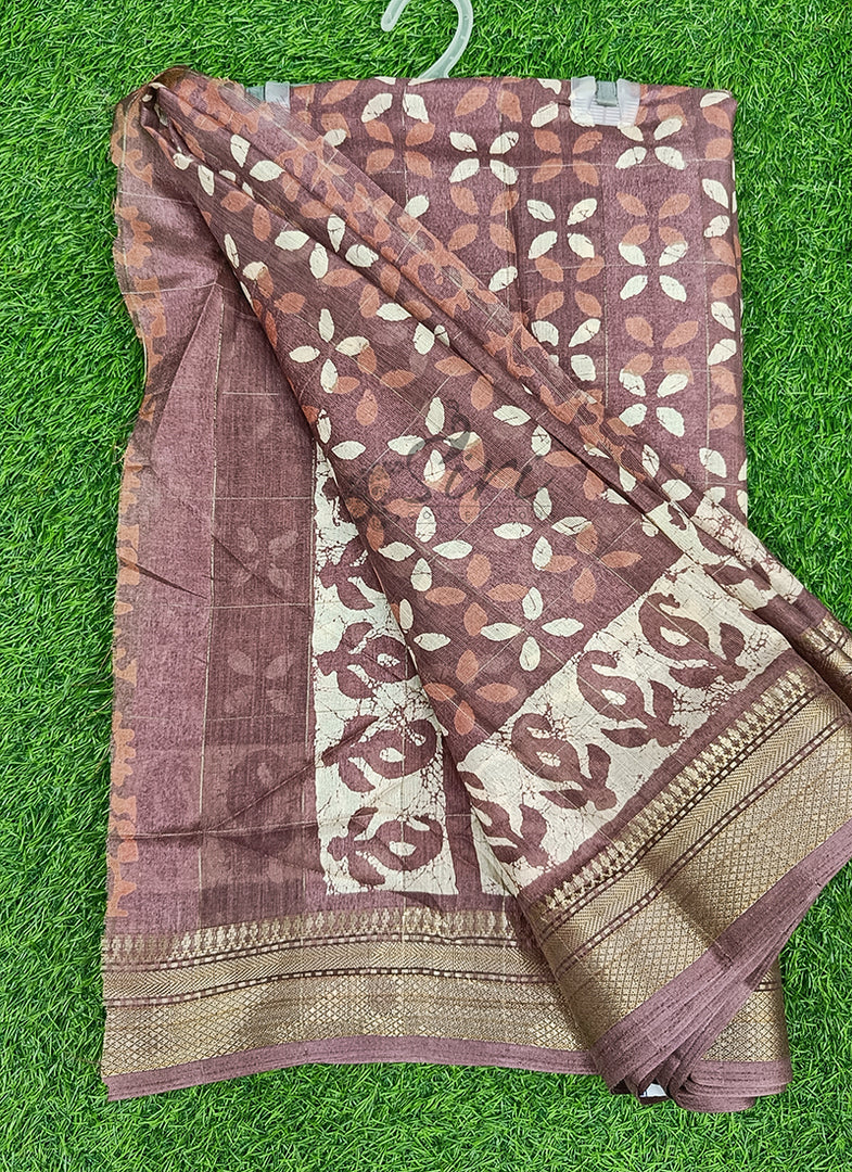 Beautiful Printed Jute Silk Saree