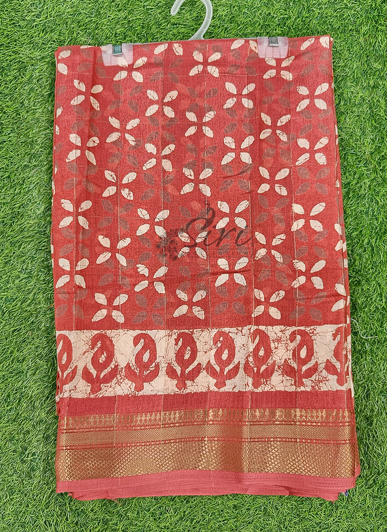 Beautiful Printed Jute Silk Saree