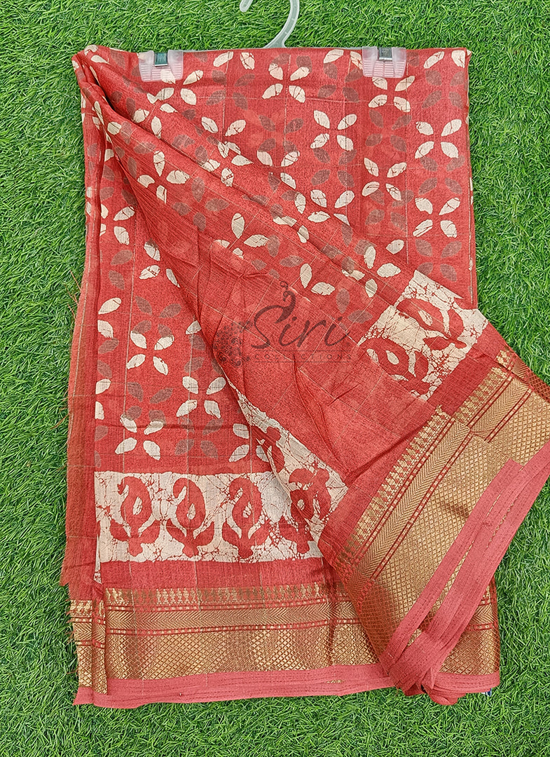 Beautiful Printed Jute Silk Saree