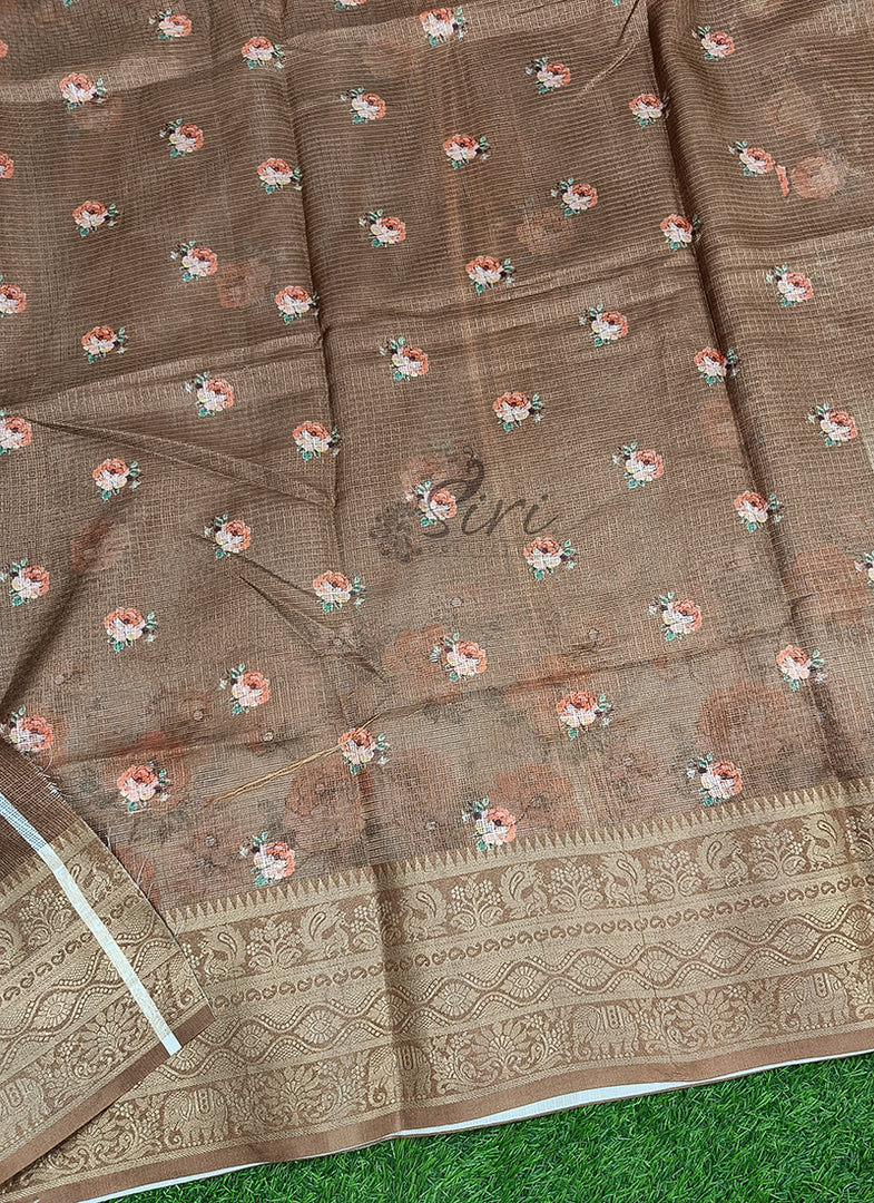 Beautiful Digital Print Kota Saree in Kanchi Borders