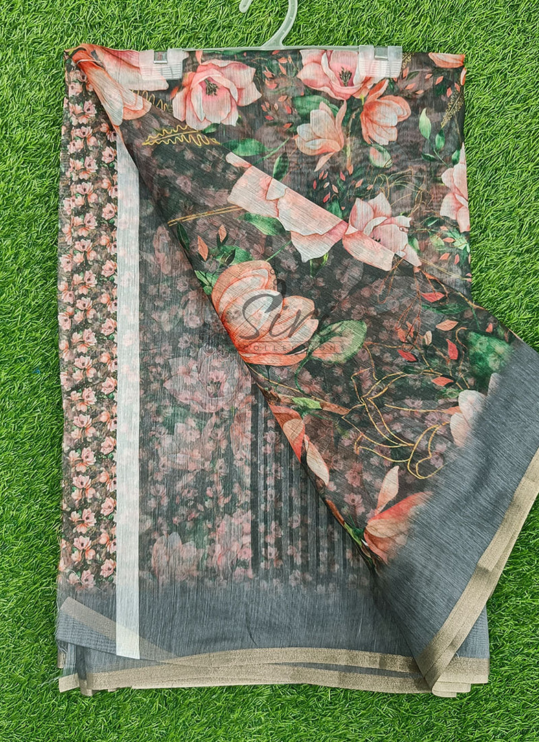 Beautiful Digital Print Chanderi Saree
