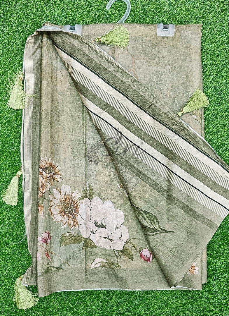 Lovely Digital Print Fancy Crush Silk Saree