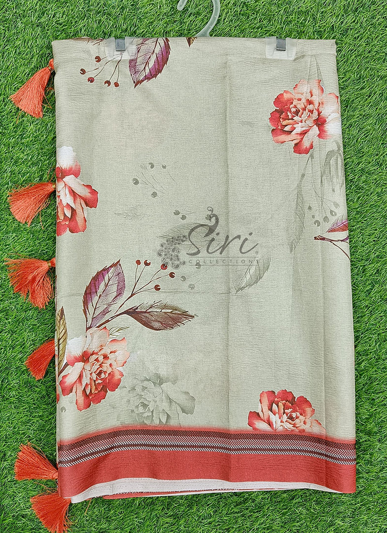 Lovely Digital Print Fancy Crush Silk Saree