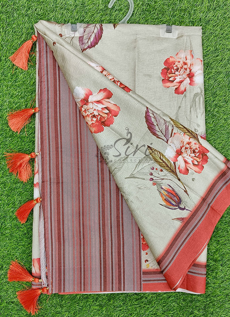 Lovely Digital Print Fancy Crush Silk Saree