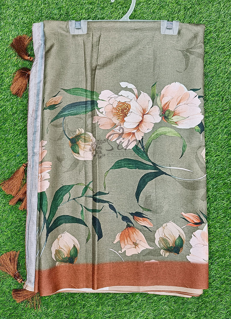 Lovely Digital Print Fancy Crush Silk Saree