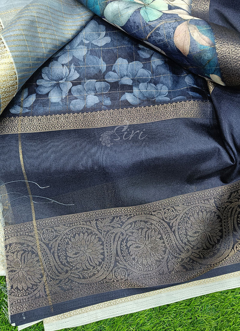 Lovely Digital Print Fancy Silk Saree