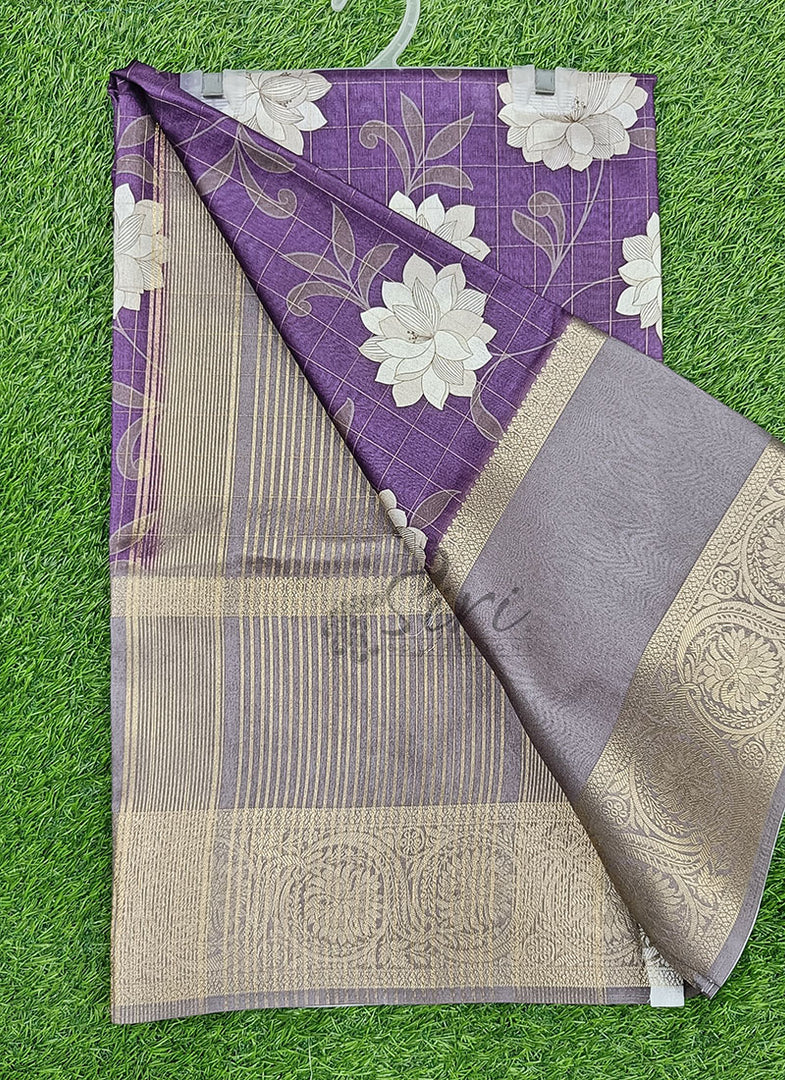 Lovely Digital Print Fancy Silk Saree