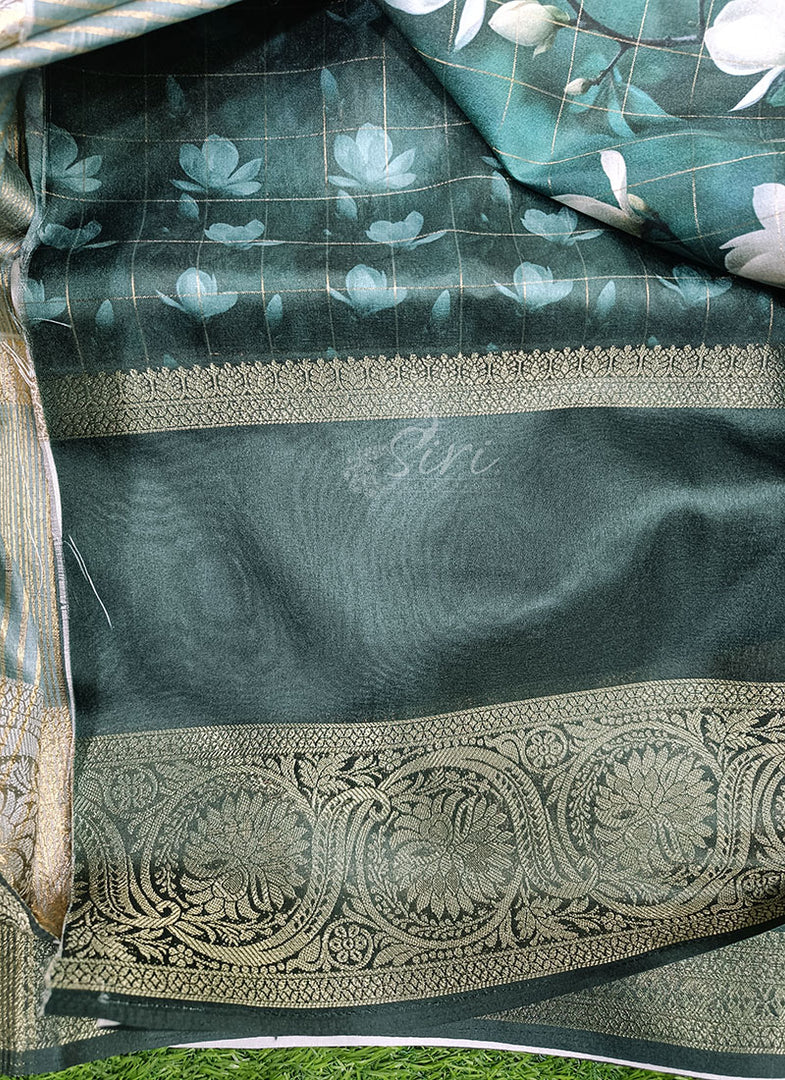 Lovely Digital Print Fancy Silk Saree