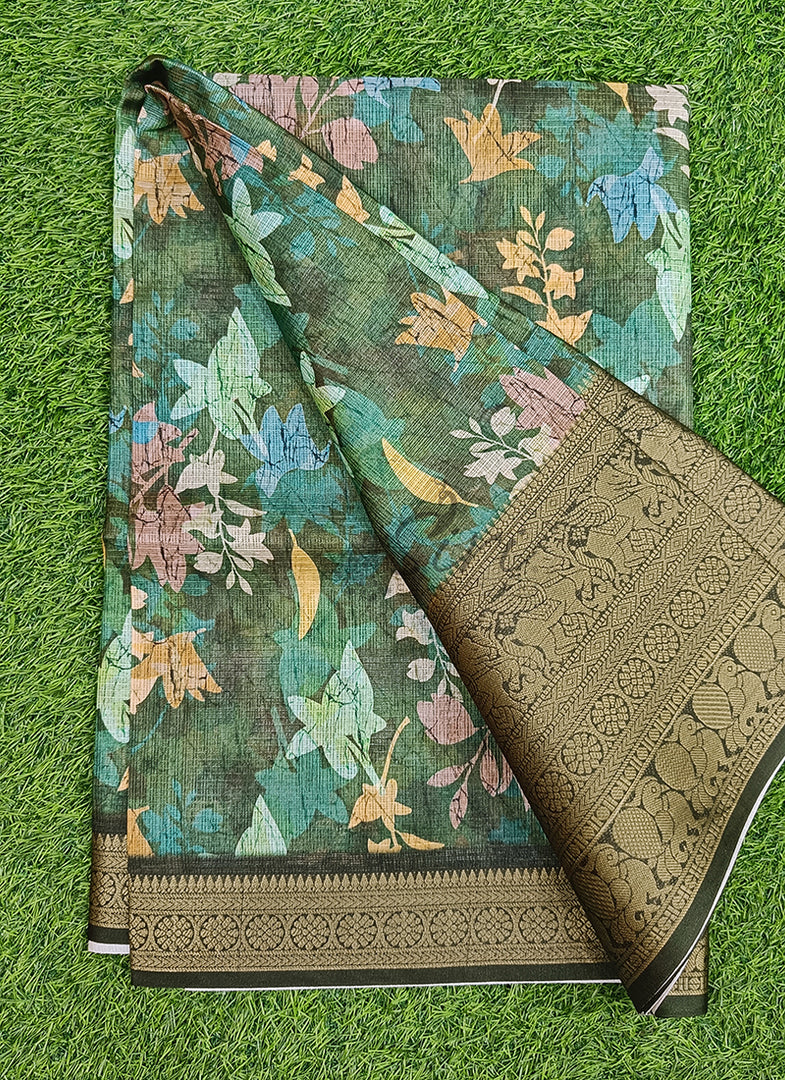 Beautiful Digital Print Kota Saree in Kanchi Borders
