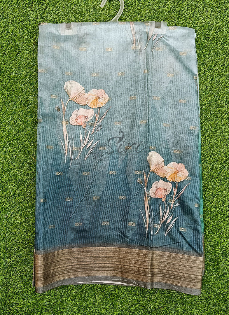 Digital Print Fancy Semi Silk Saree