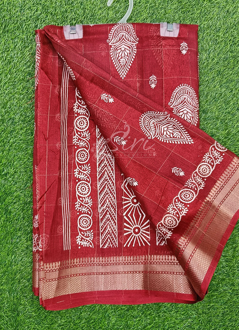 Beautiful Printed Jute Silk Saree