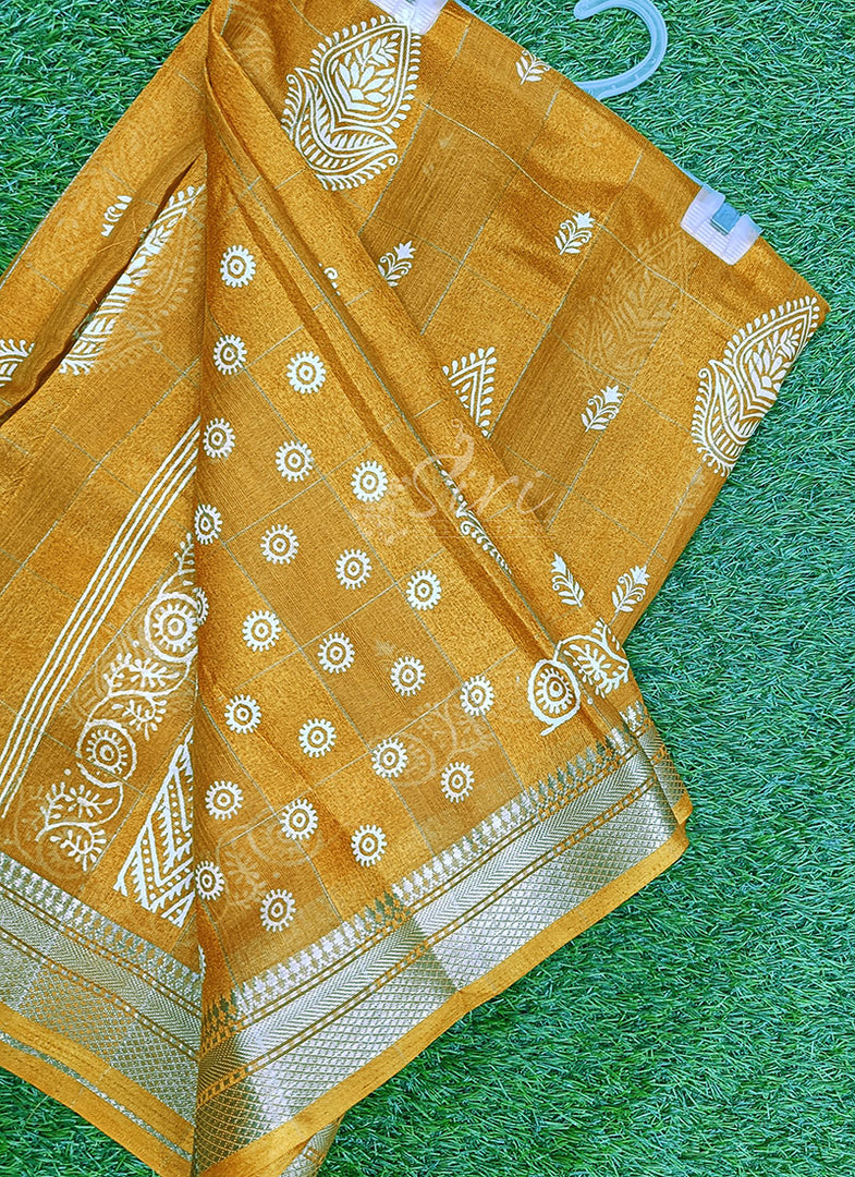 Beautiful Printed Jute Silk Saree