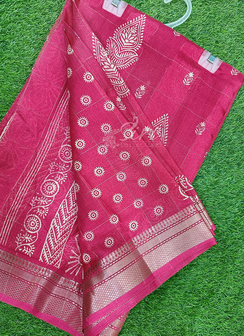 Beautiful Printed Jute Silk Saree