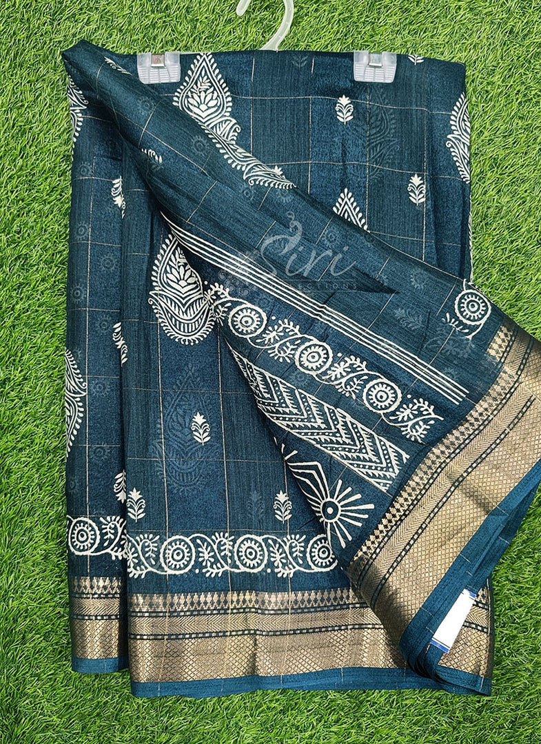 Beautiful Printed Jute Silk Saree